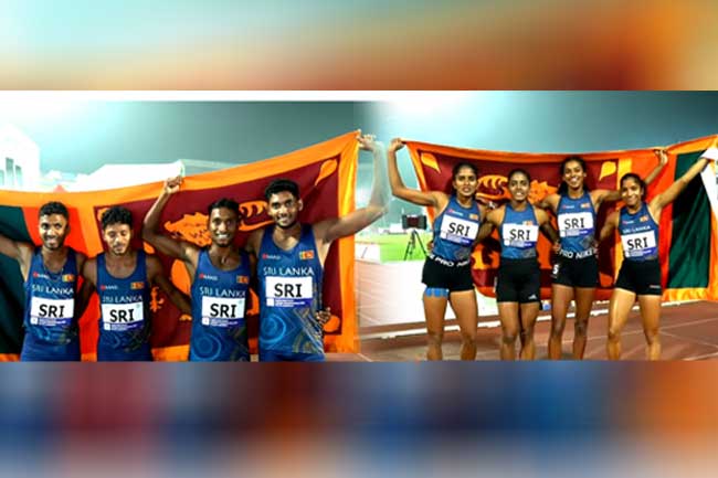 මීටර 4×100 සහාය දිවීම රන් පදක්කම් ශ්රී ලංකාවට