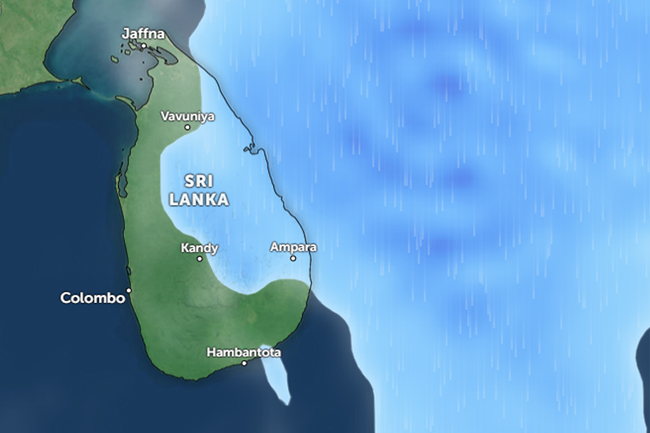ඉදිරි පැය 24 සඳහා දිවයින වටා මුහුදු ප්රදේශයේ කාලගුණය