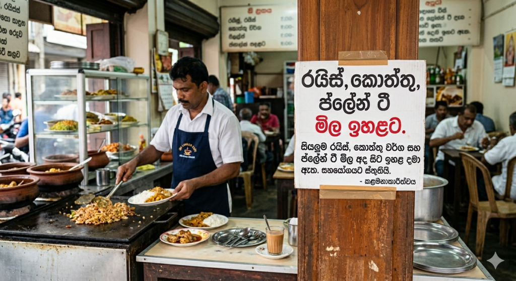 රයිස් – කොත්තු – ප්ලේන් ටී මිල අද මැදියම් රැයේ සිට ඉහළට